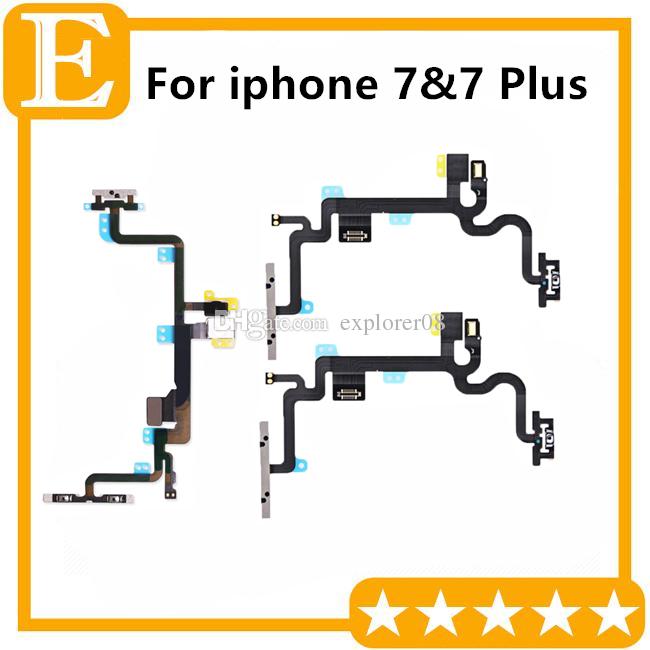 Power Volume Button Mute Switch On Off Flex Cable With Metal Bracket Replacement For iPhone 7G 4.7'' 7 Plus 5.5'' 20PCS
