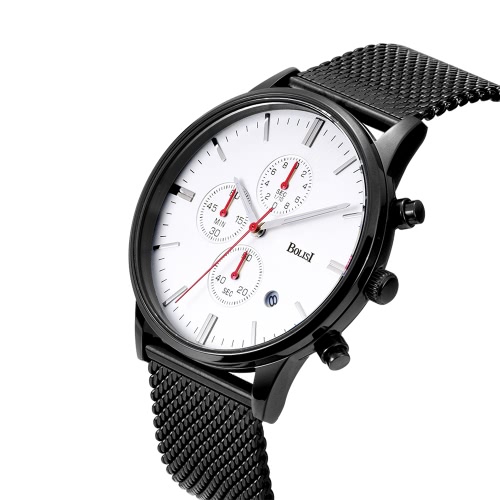 Bolisi Fashion Casual Quartz Watch 3ATM résistant à l'eau Montre Homme Montre-bracelet Homme Calendar Timer