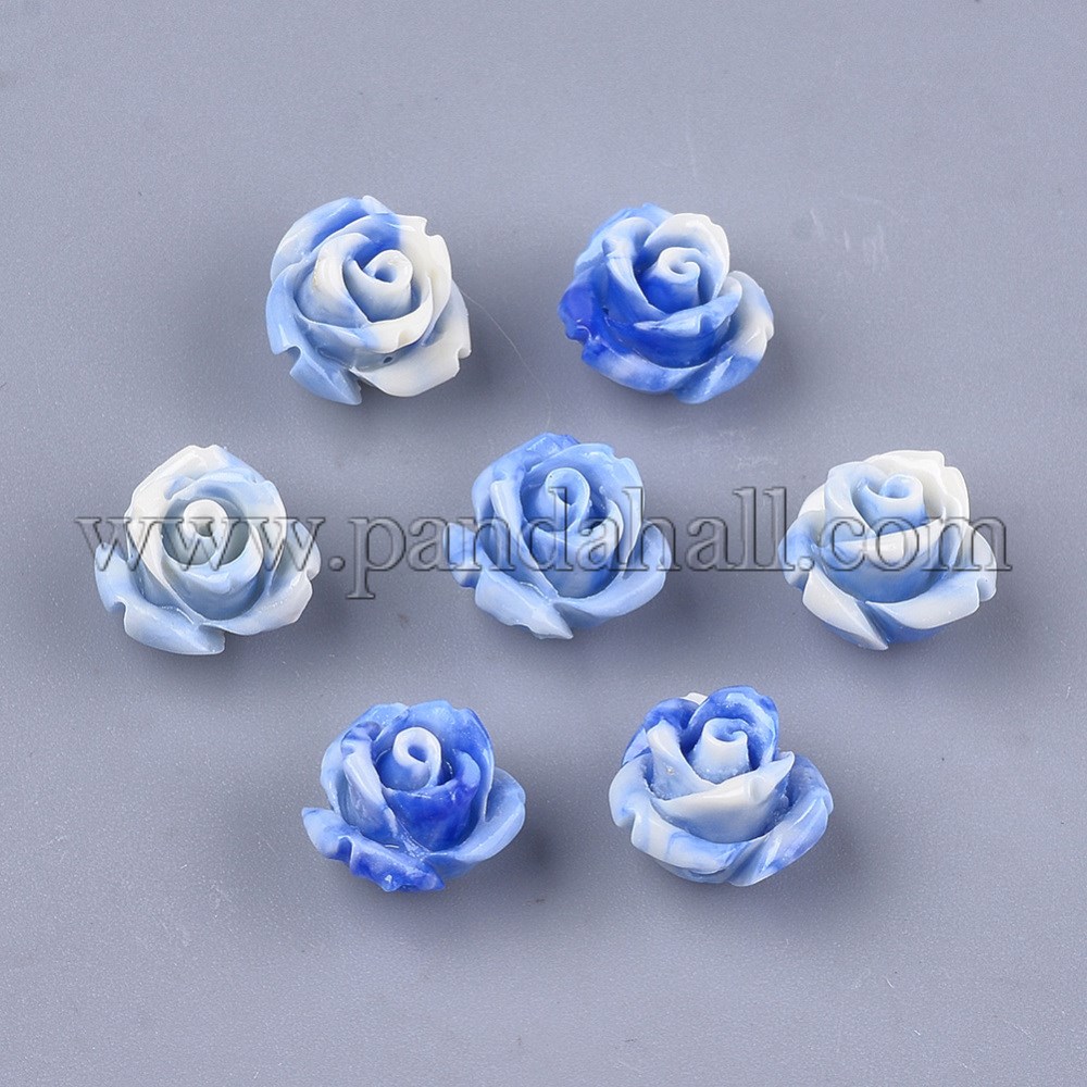 Synthetic Coral Beads, Dyed, Flower, RoyalBlue, 10x10.5x8mm, Hole: 1mm