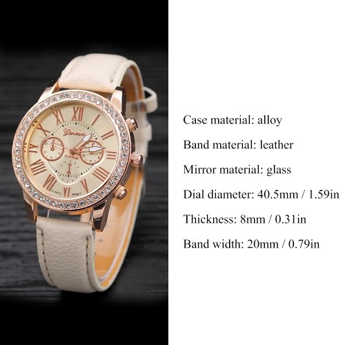 Reloj de cuarzo de tres diales de moda para mujer Relojes de pulsera de lujo con correa de cuero de diamantes