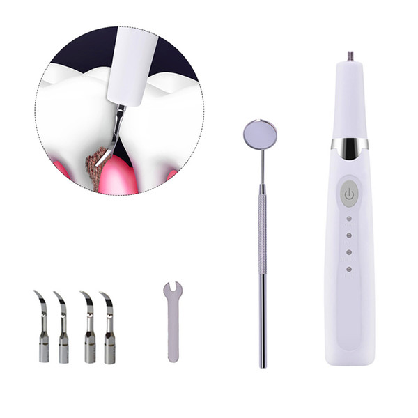 Portable Waterless Ultrasonic Tooth Cleaner Whitening Anesthesia Free Painless Effective Plaque Tartar Remover 3 Secured Working Modes with Lighting