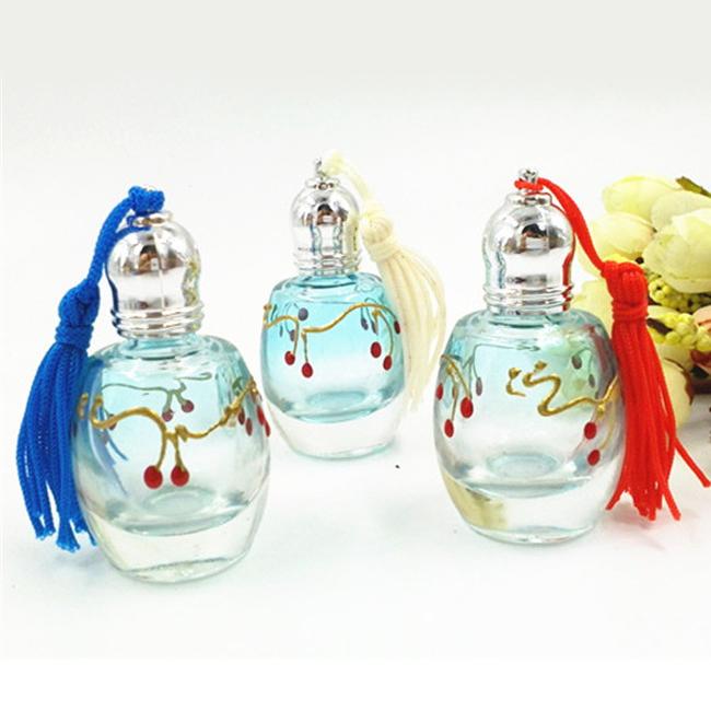 Cherry Print Perfume Bottle with Roller Lids 12ml Portable Travel Glass Scented Bottle Refillable Makeup Containers DC755