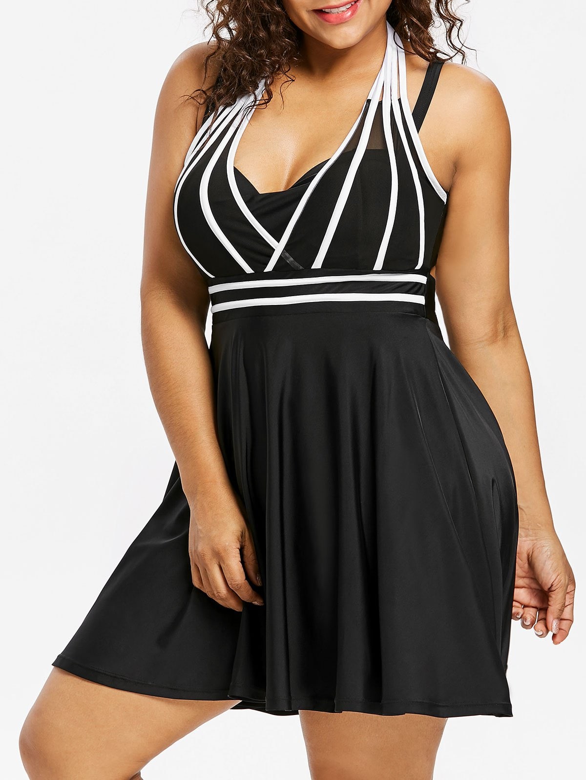Plus Size String Skirted One Piece Swimsuit
