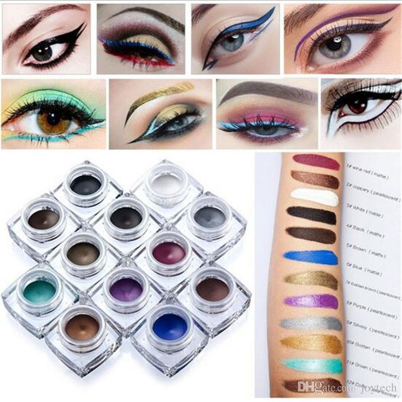 12color Makeup Eyes Colors Pigment Matte Shimmer Glitter Waterproof Eyeliner Gel Eye Liner Long-Lasting Cosmetic 1pc Free shipping
