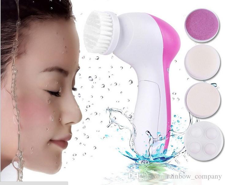5 In 1 Electric Body Face Wash Brush Skin Cleaner Facial Cleansing Cleanser Brush Face Scrub Clean SPA Beauty Relief Massager