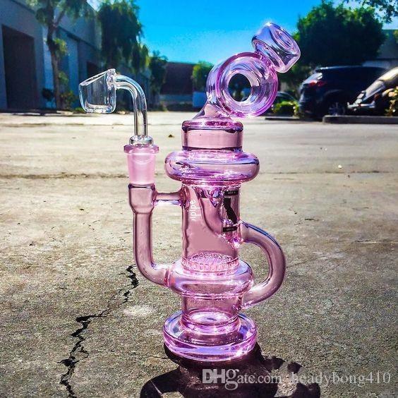 Bongs Colored Klein Recycler Oil Rigs Bongs Honeycomb Perc Water Pipes 2 Function Heady Bubbler Wax Smoking Pipes With Banger 14mm joint