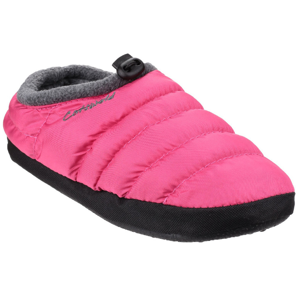 Cotswold Womens/Ladies Soft Faux Fur Collar Padded Camping Slippers Medium