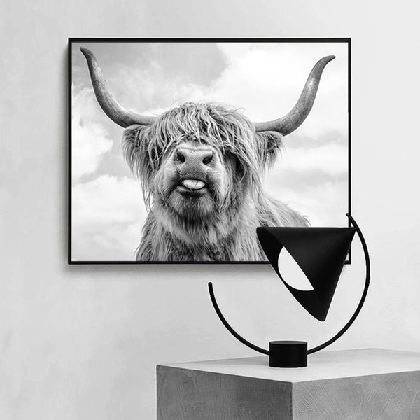 wild animals yak highland cow cuadros canvas painting posters and prints wall art picture for living room home decor (no frame)