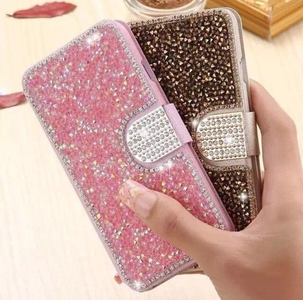 Luxury designer mobile phone case Apple 11pro mobile phone case iphone7/8 plus rhinestone flash drill Xsmax flip type 6s protective leather