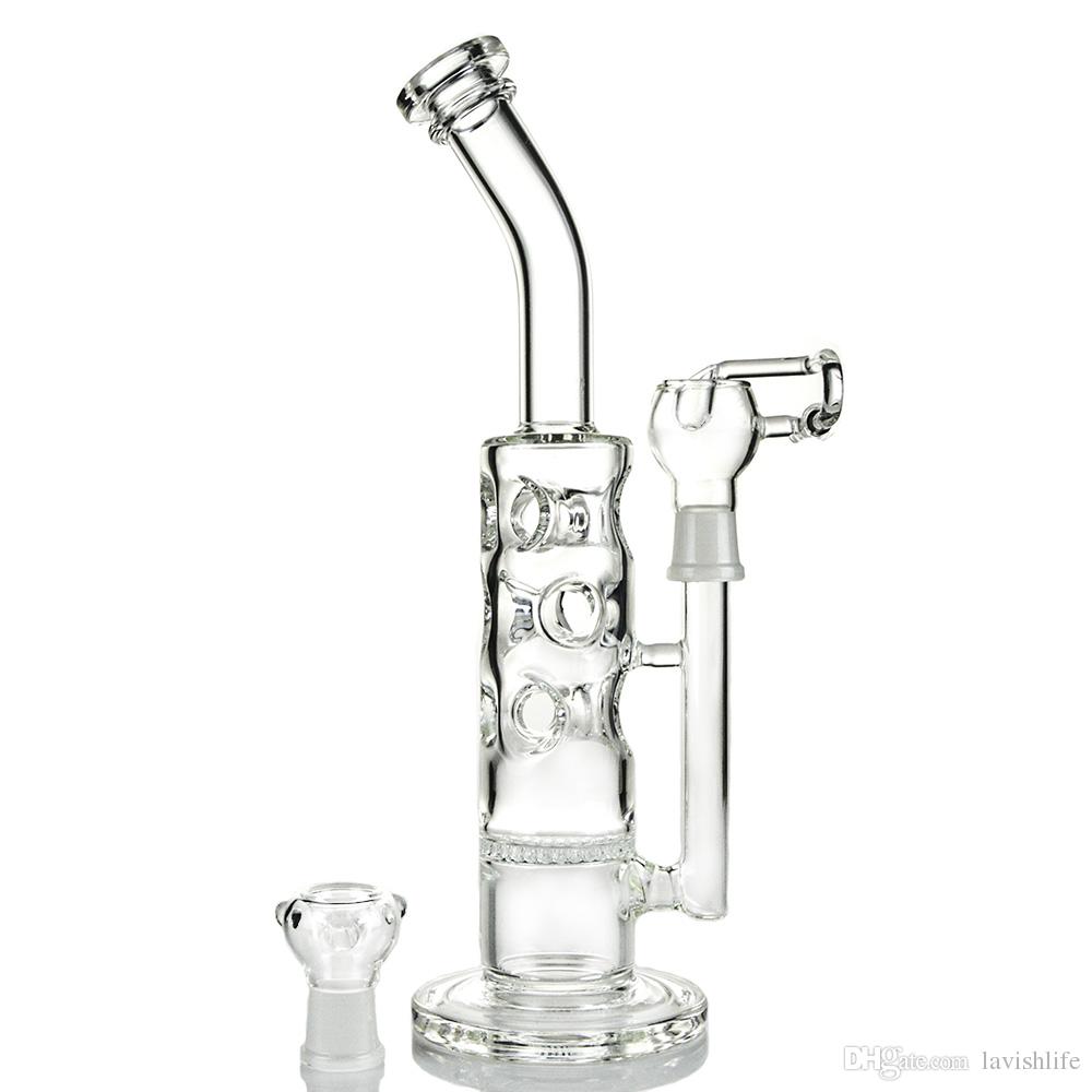 Recycler Glass Bong Fab Egg Dab Rig Honeycomb Dis Perc Oil Rigs Bongs with Honey Bucket & Dry Herb Bowl Glass Water Pipes MFE10