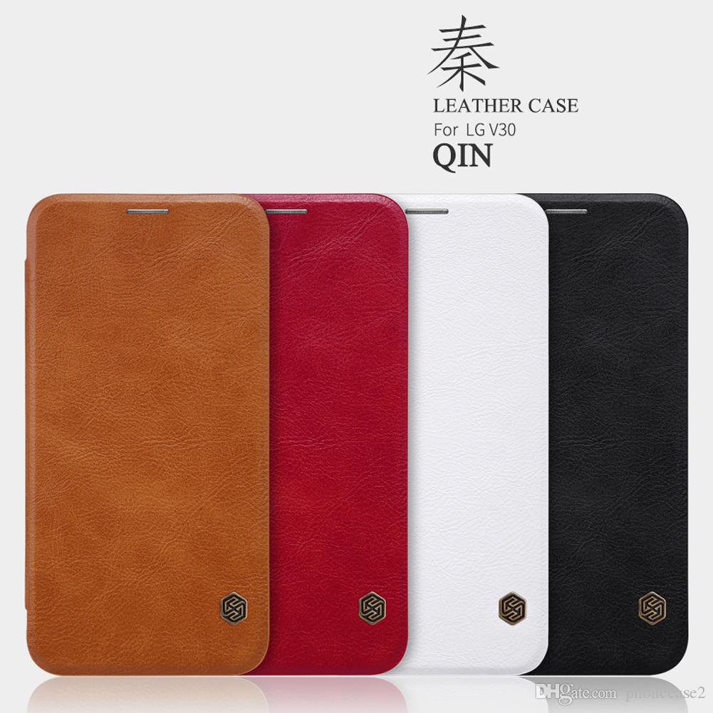 LG V30 Case 6.0" Nillkin Qin Series Cell Phone Leather Cases Luxury Wallet Credit Card Business Style for LG V30 Flip Case