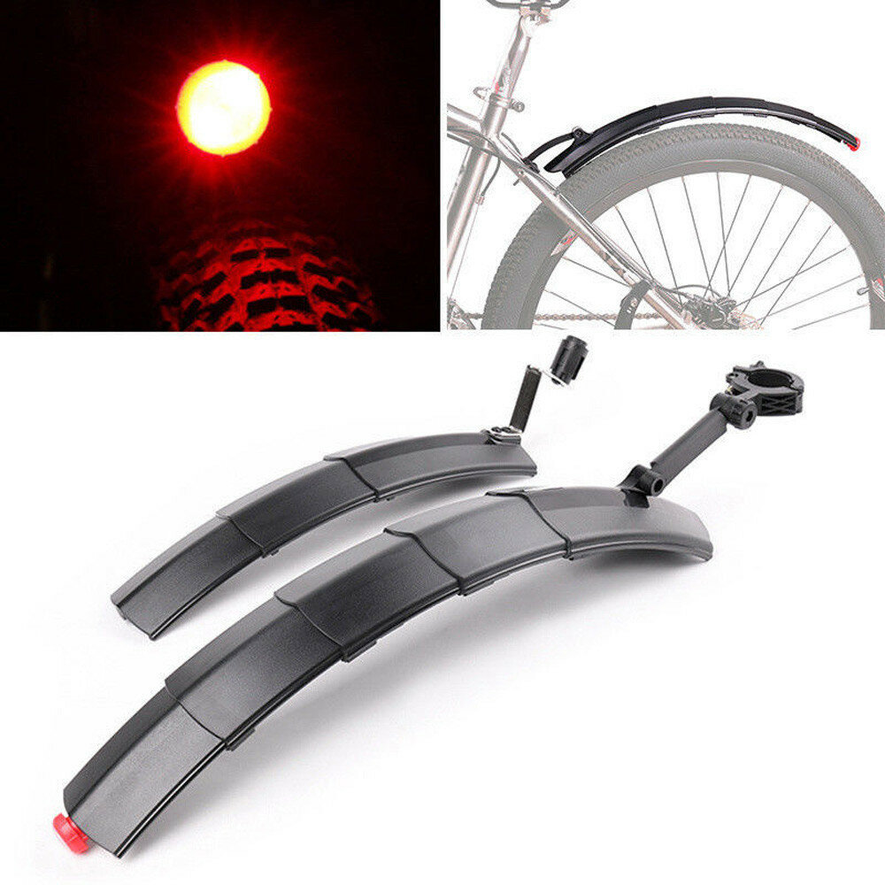 BIKIGHT Mountain Cycling Front Rear LED Mudguard Set Foldable Bicycle Bike Fender Quick Release