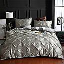 Duvet Cover Sets 1 Piece Rayon / Polyester Solid Colored Dark Brown Pleated Simple / >800 / 3pcs (1 Duvet Cover, 2 Shams)
