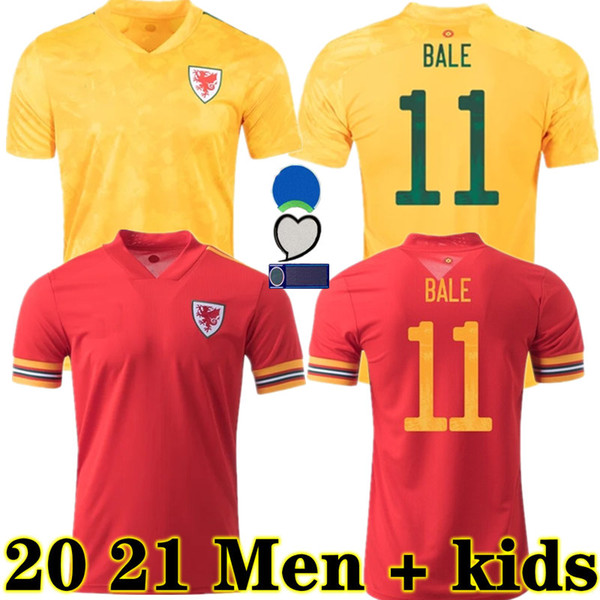 Wales Soccer Jersey AWAY 20 21 JAMES 2020 Wales HOME BALE Football Shirt RAMSEY Uniform 2021 Men Kids VOKES ALLEN B.DAVIES