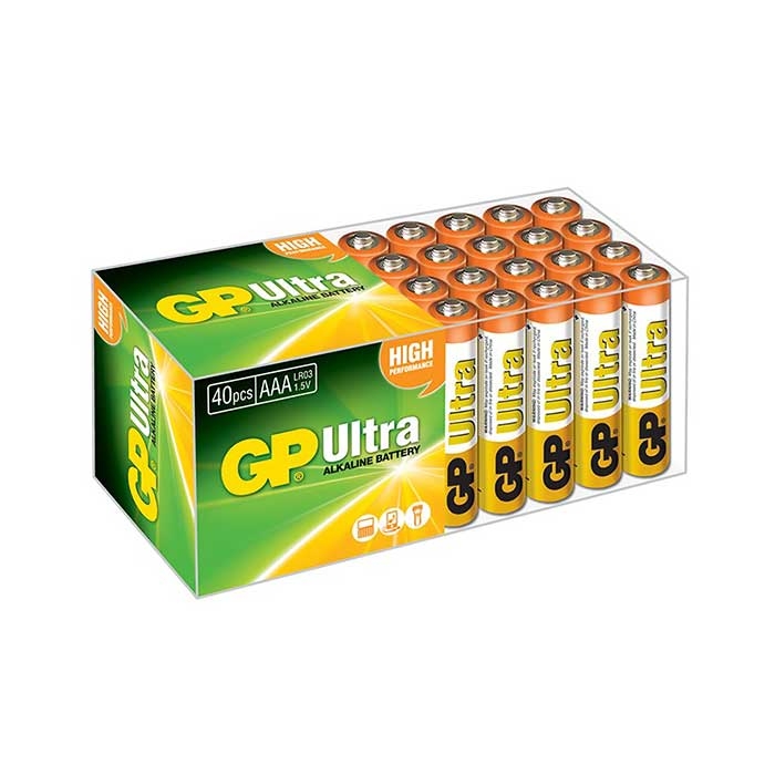 GP Ultra Alkaline AAA Batteries LR03 MN2400 - Extra Value Bulk 40 Pack
