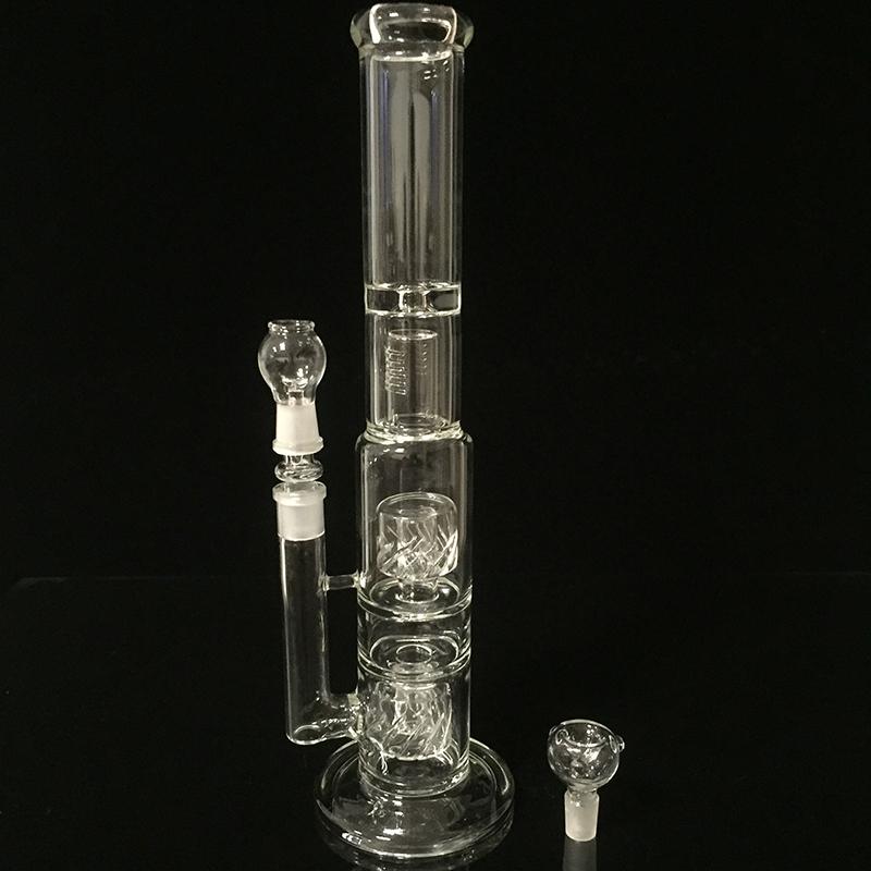 Glass Bong Oil Rigs Ash Catcher Triple birdcage Perc Recycler Bongs height 18 inches and 18.8mm joint Ash Catcher Free Shipping