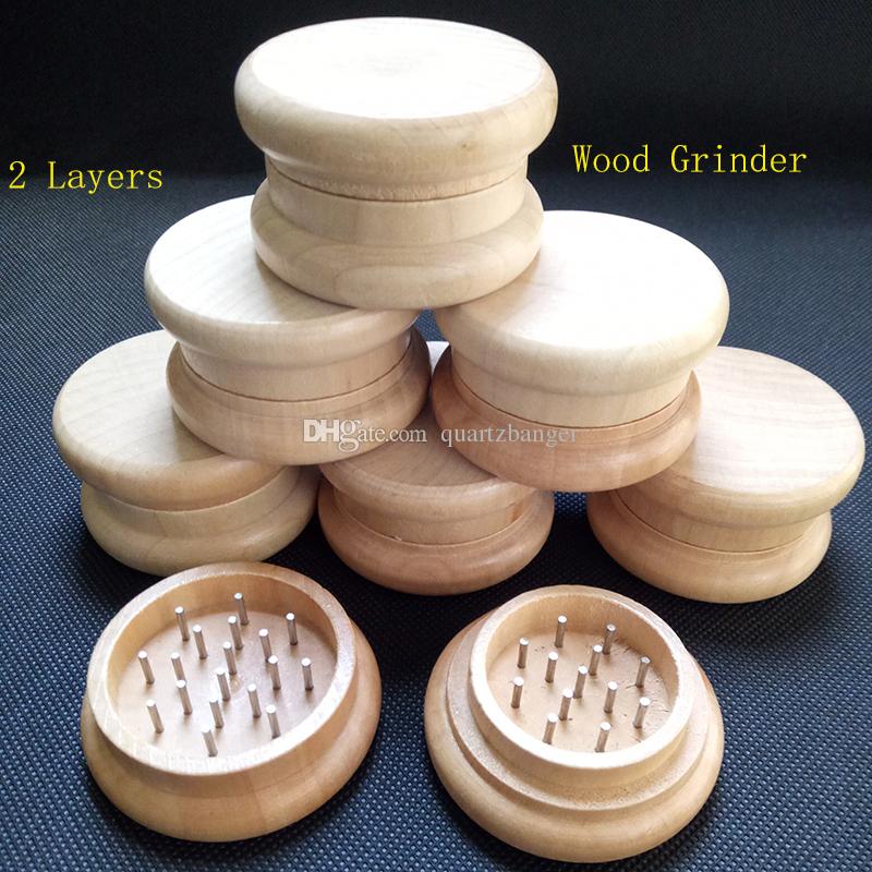 Wood Tobacco Grinder wooden spice herb handle grinder crusher 53mm 2 parts for smoking rolling machine smoking pipe supplyer