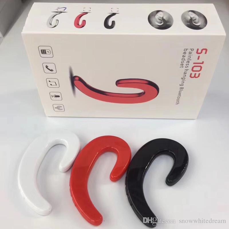 S103 Ear-hook Headset Wireless Bluetooth Earphone Stereo Wireless Headphone HD Call No Earplug Bluetooth Headset With Mic