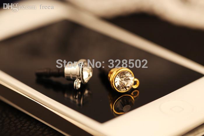 Wholesale-wholesale 100pcs rhinestone cell phone jewelry pendant diy dust plug for diy plug  sumsang dust plug free shipping