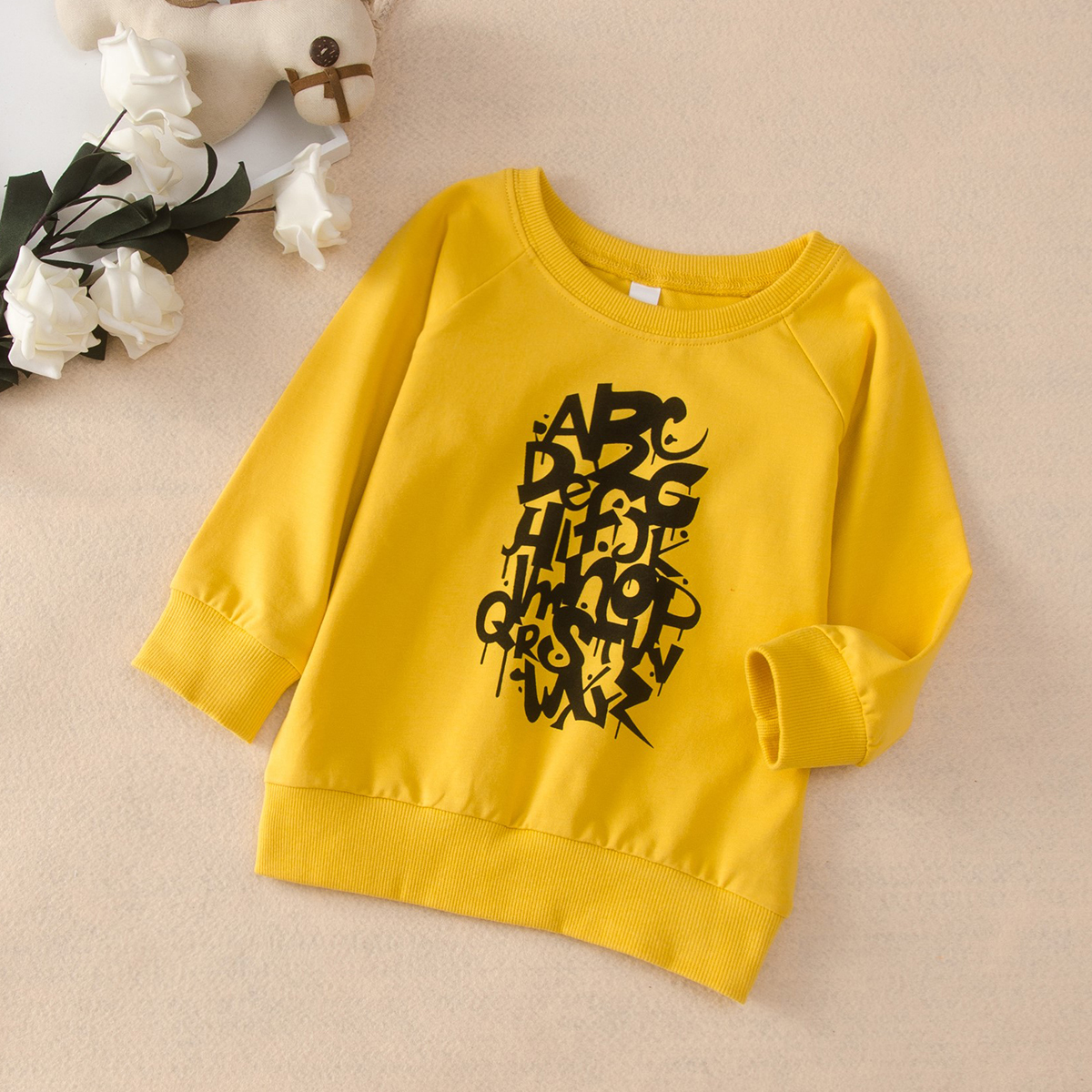 Baby / Toddler Girl Letter Print Solid Pullover