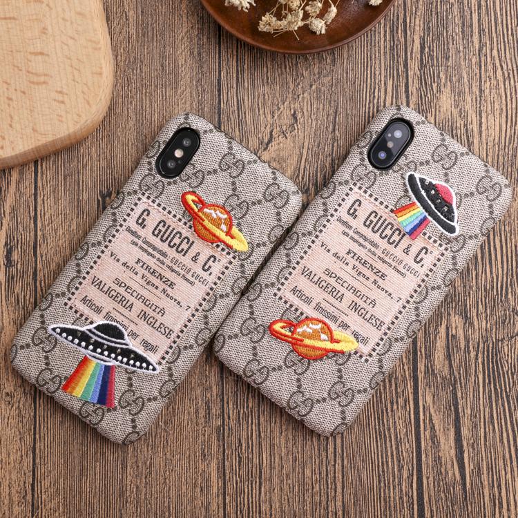 Designer Fashion Phone Case for IphoneX/XS IphoneXSmax 7P/8P 7/8 6/6sP 6/6s Brand Creative Personality Back Cover with Embroidery UFO Planet