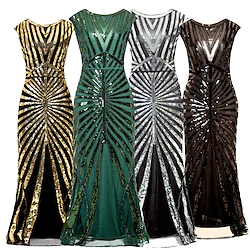 The Great Gatsby Roaring 20s 1920s Cocktail Dress Vintage Dress Flapper Dress Dress Party Costume Prom Dress Women's Adults' Sequin Polyster Costume Golden / Green / Black Vintage Cosplay Party Lightinthebox