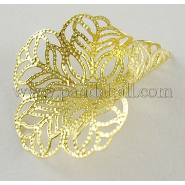 Iron Bead Caps, Filigree, Golden, about 24mm wide, 29mm wide, hole: 1.2mm