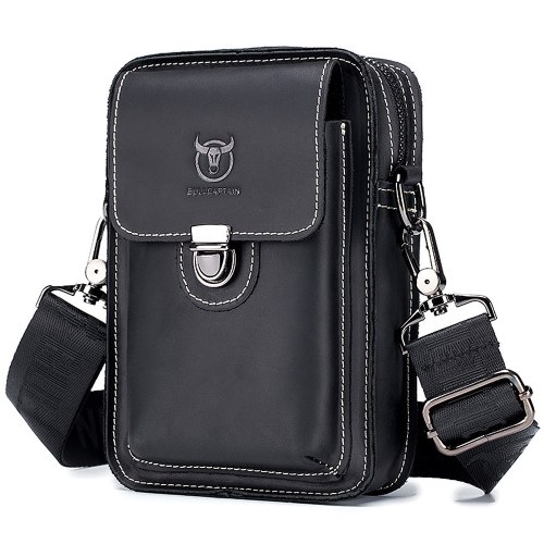 Men Leather Belt Bag Travel Messenger Crossbody Cell Phone Purse Wallet
