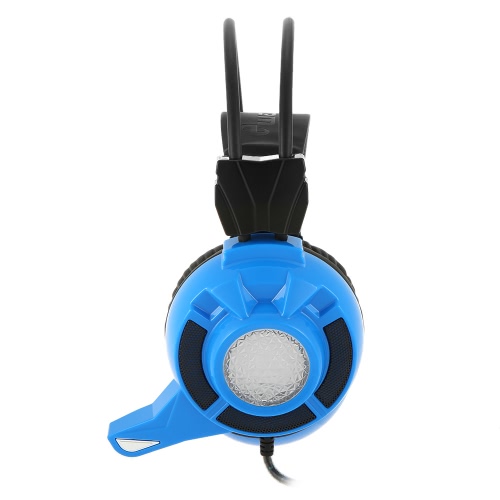 ewave LY810 3,5-mm-Gaming Headset über Ohr-Stereospiel-Kopfhörer Noise Cancellation Stirnband mit bunten Mic-Lautstärkeregler LED Light Blue für Laptop-Computer PC