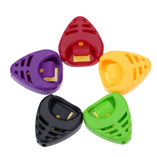 Alice A010B 5pcs Plactic Triangle Heart-shaped Guitar Pick Plectrum Holder Cases Sticky Portable
