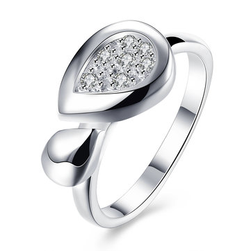 YUEYIN Sweet Ring Heart Zircon Silver Plated Ring