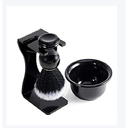 3-in-1-Rasierpinsel für Männer mit Acryl-Rasiermesserhalter und Edelstahlschale, schwarzer Griff, für Sicherheitsrasierer, Rasiermesser oder Rasiermesser Lightinthebox