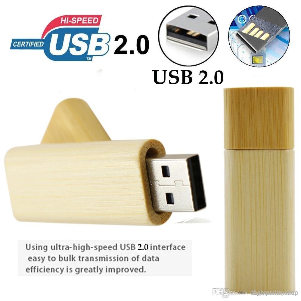 Wooden Bamboo USB Flash Drive Pen Drives Wood Chip Pendrive 64GB Memory Stick U Disk