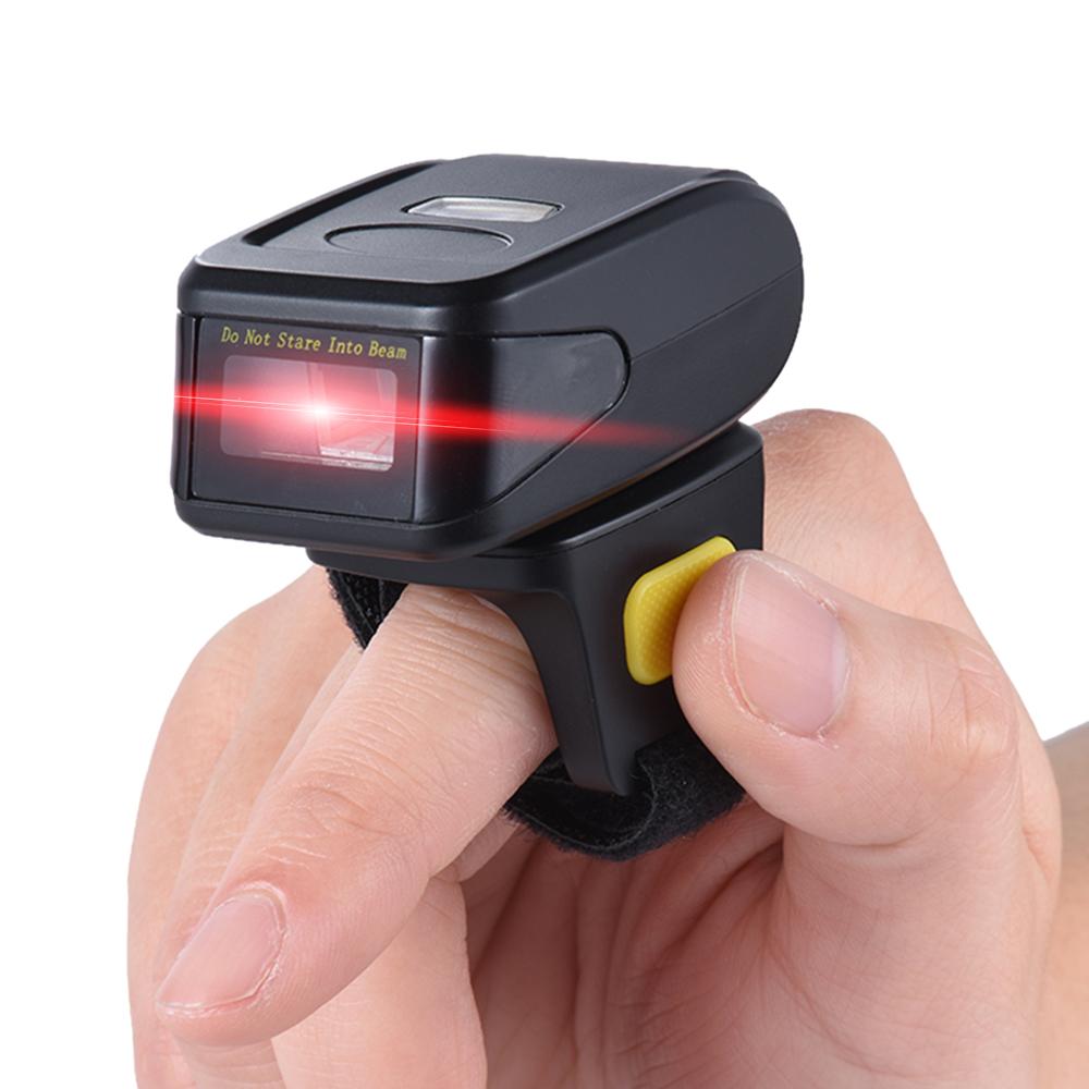 High Speed Handheld Bluetooth Wireless Ring Finger 1D Barcode Scanner Portable Scanner for windows IOS Android for Supermarket