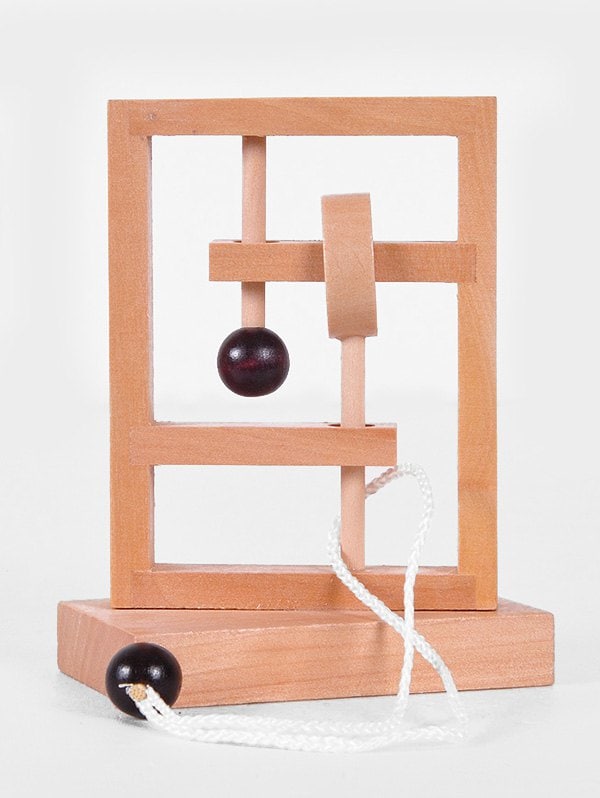 Wooden 3D Space Thinking Solution Rope Threading Solution