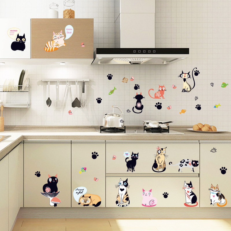 Cats and Paws Sticky Wall Decor