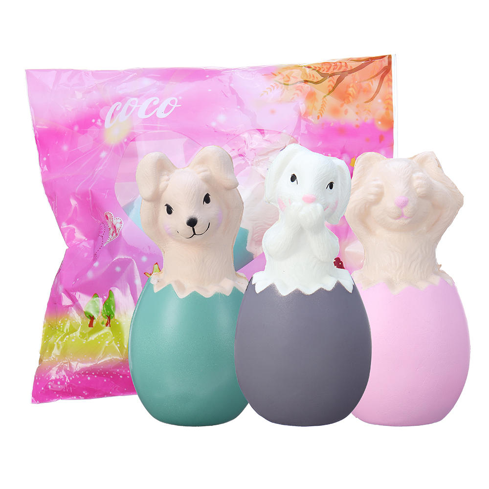 13CM Squishy Rabbit Bunny Eggs WithFancy Bag Christmas Gift Squeeze Toy