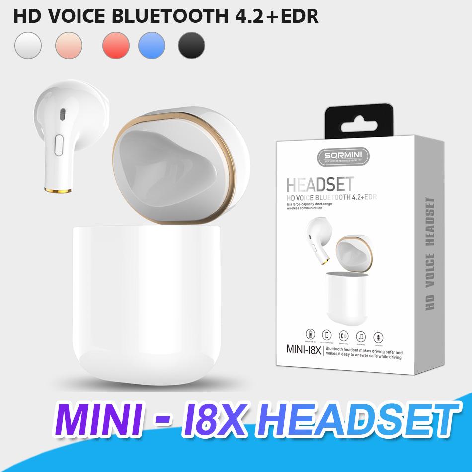 Mini I8X Bluetooth Headphones Single Wireless Earphones V4.2 Sports Earphones 3D Stereo Music Headset With Mic For iPhone 8 Samsung Note 9