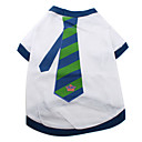 Blue Striped Cotton Shirt Tie for Dogs (XS-M, White)