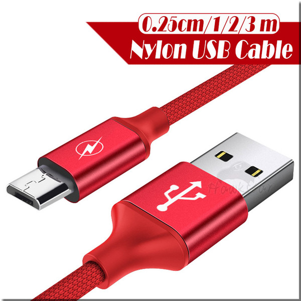 Metal Housing Braided Micro USB Cable 2A Durable High Speed Charging USB Type C Cable for Android Smart Phone 0.25cm 1m 2m 3m