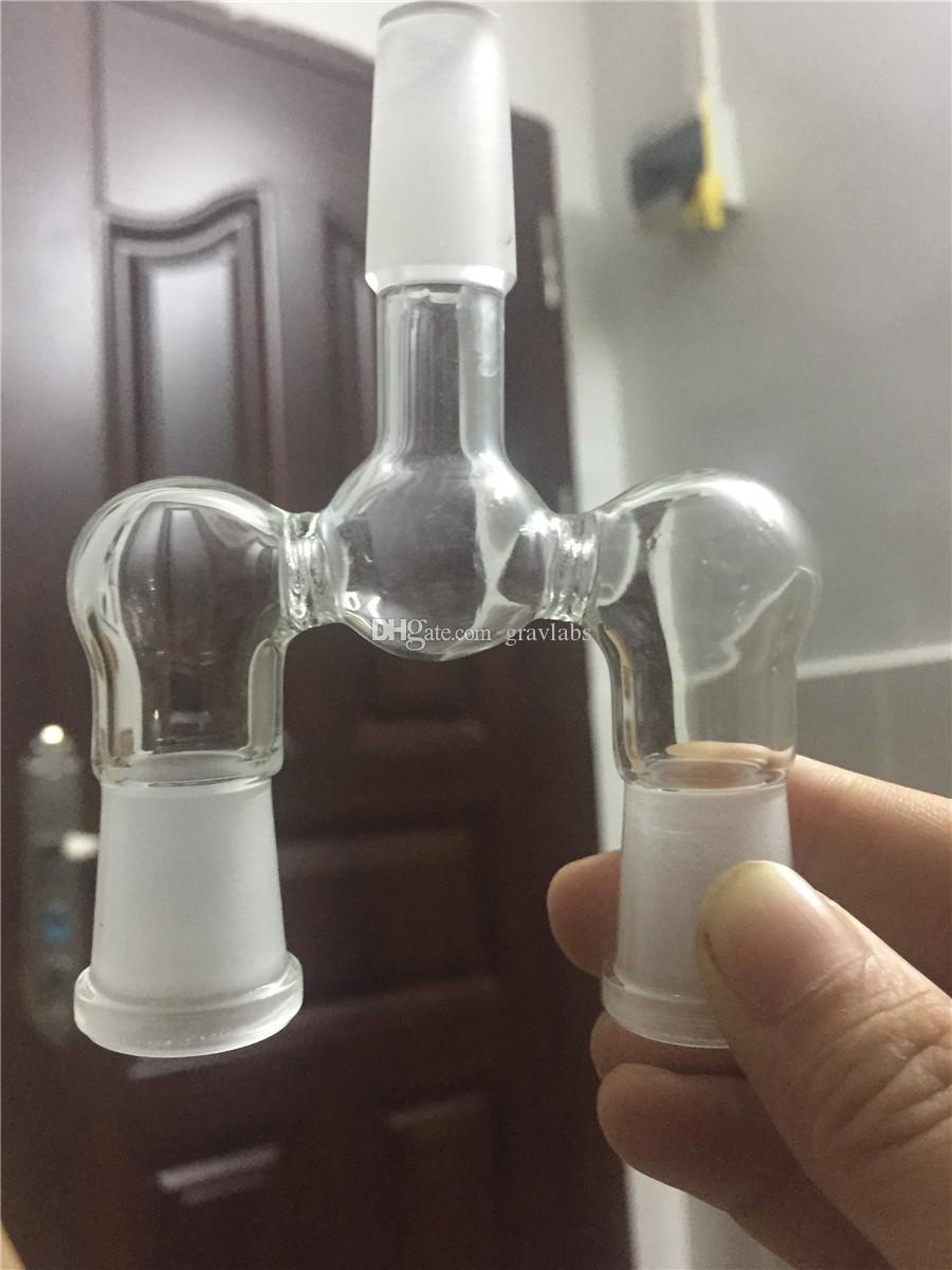 14.5mm and 18.8mm Glass adapter double bowl adapter two size Wishbone Glass Splitter Frosted Adapter for options