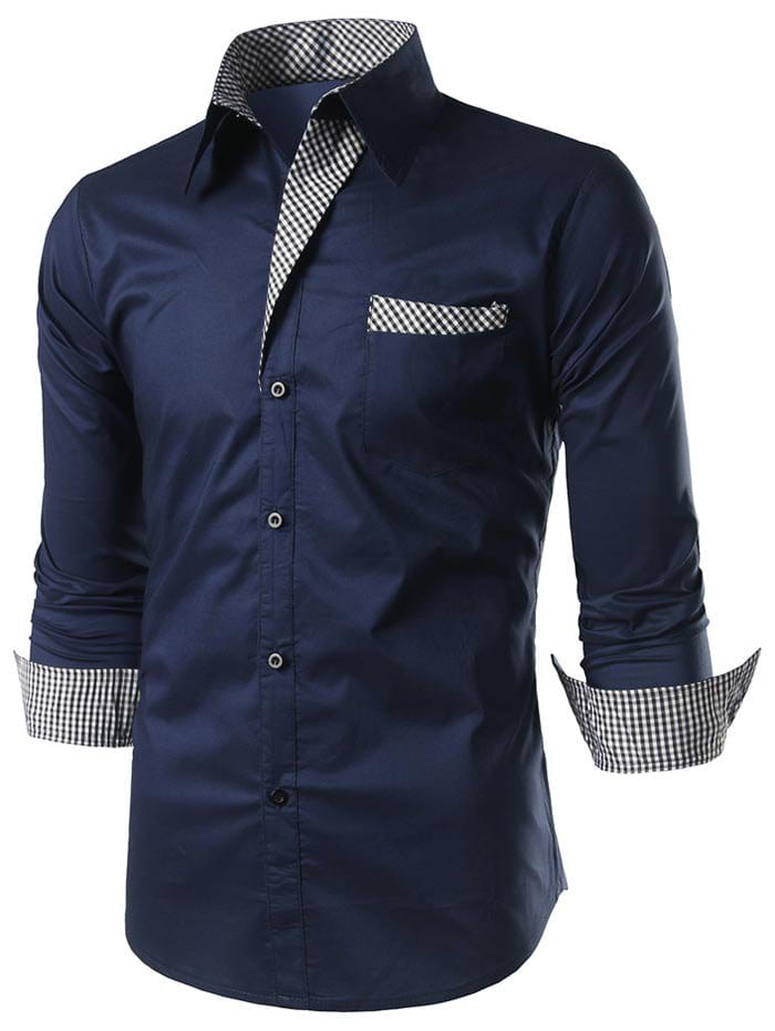 Button Up Checked Panel Casual Shirt