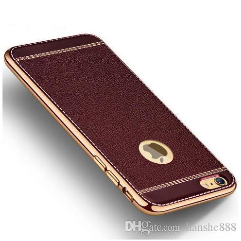 new type ultrathin Luxury Litchi Grain Electroplating Plating Soft TPU Leather Silicone Shockproof Back Cover Case For iPhone X 5/5s 6 6s 7