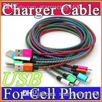 Unbroken Metal Connector Fabric Nylon Braid Micro USB Cable Lead charger Cord For Samsung S6 S5 S4 S3 HTC Android Phone 1M 2M 3M T-SJ