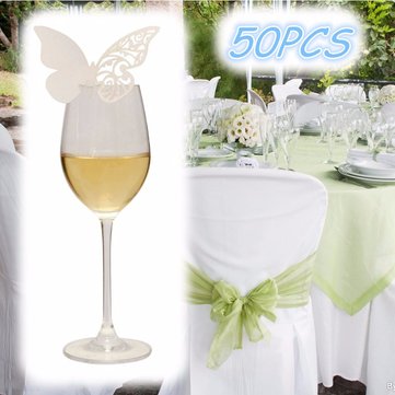 50Pcs Butterfly Wedding Name Place Cards Wine Glass Laser Cut Pearlescent Card Party Accessories