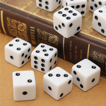 10PCS 16mm Game Dice Standard Six Sided Die RPG For Birthday Parties White