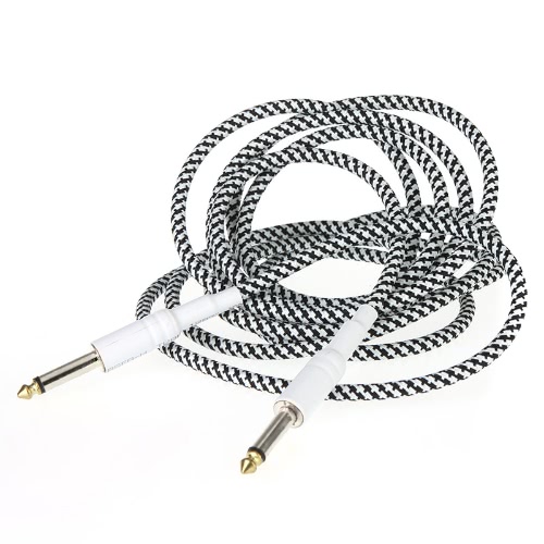 Cable de 3M / 10FT en blanco y negro de tela trenzada Tweed Cable de la guitarra