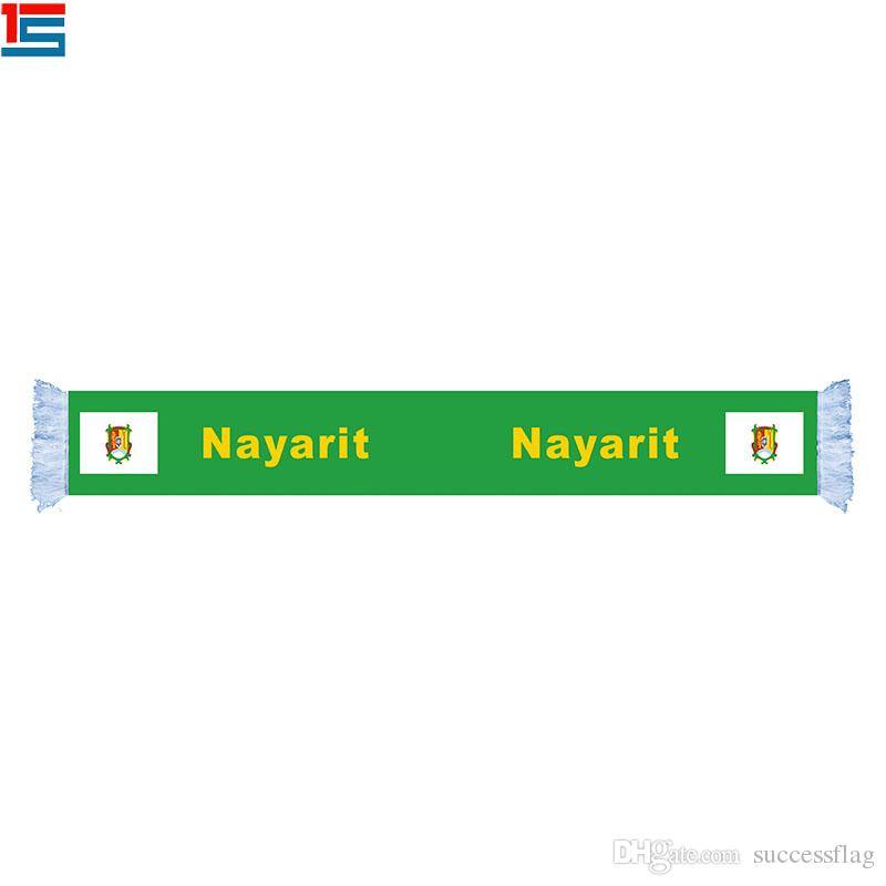 cheap polyester NAYARIT vnational flag scarf for national day sports team football fans scarf with fringes