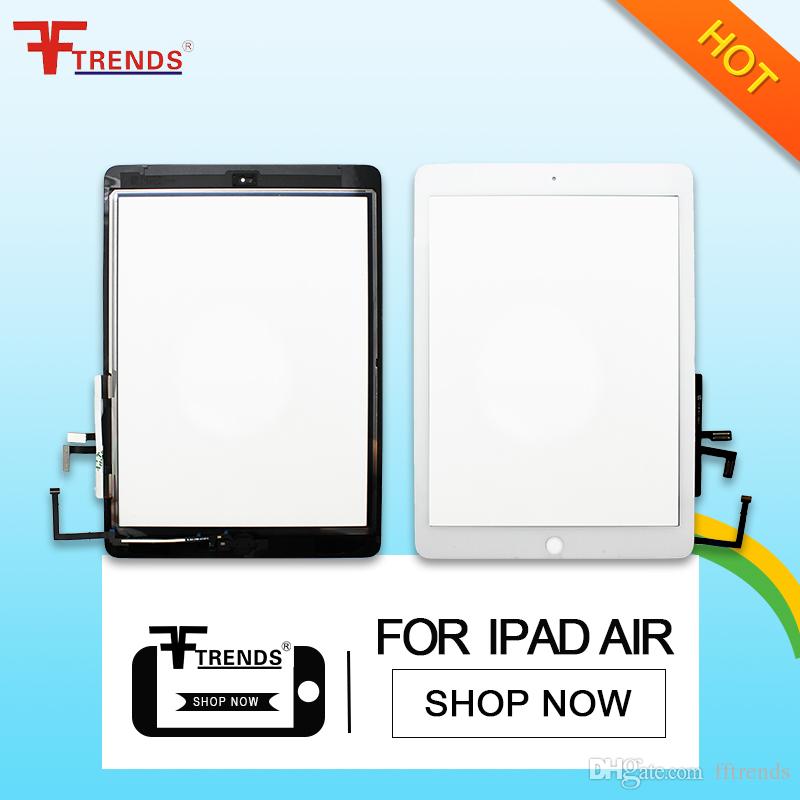 High Quality AAA Black White New Touch Screen Digitizer Glass+Adhesive with Home Button Assembly For IPad Air