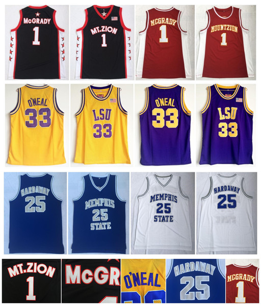 Shaq Shaquille O Neal LSU Tigers Jersey Tracy McGrady Penny 1 Hardaway MT.Zion Mount Zion Christian State NCAA College Basketball Jerseys